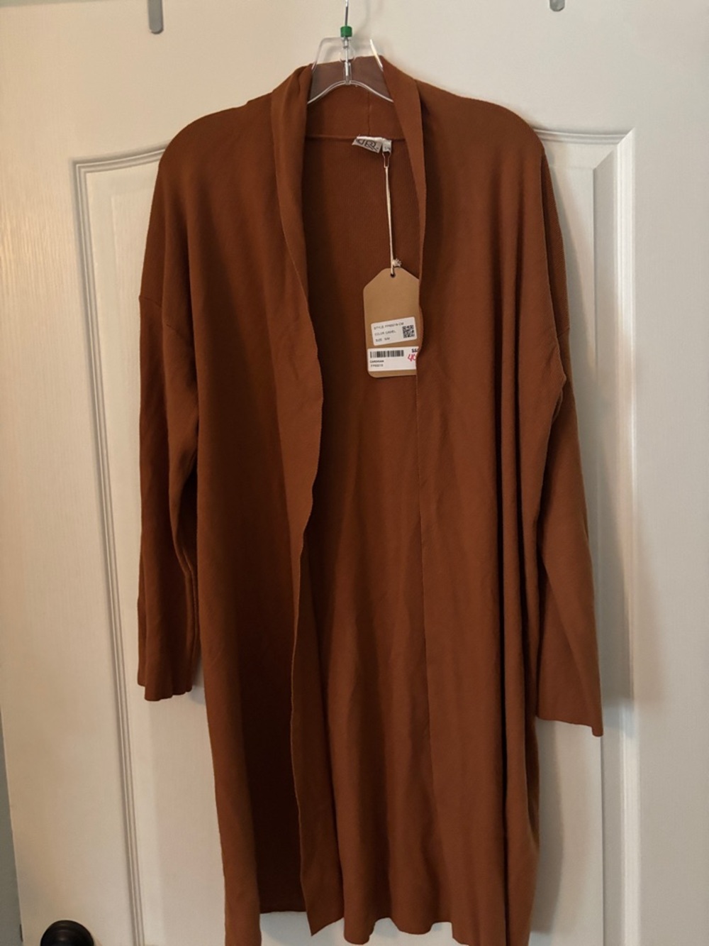 Women's Open-Front Trench Coatigan in Rust Brown
